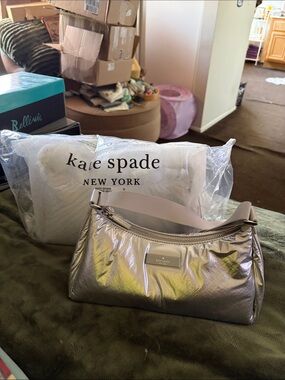 Kate Spade NWT Metallic silver Shoulder Bag